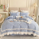 GobekUsa Korean Princess Lolita Bed 4-Piece Set in Solid Washed Cotton