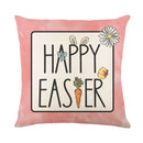 GobekUsa Easter Bunny Rabbit Linen Cushion Cover 45x45cm - Flower Print Festival Pillowcase
