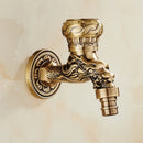 GobekUsa Antique Brass Dragon Carved Outdoor Washing Machine Faucet Cold Tap