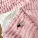 GobekUsa Luxe Faux Rabbit Fur Weighted Double Blanket for Cozy Bed Warmth