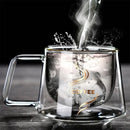 GobekUsa Glass Double Wall Coffee Mug with Handle, 200ml Heat-resistant Espresso Cup