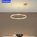 GobekUsa Brushed Rings LED Chandelier: Modern Home Lighting for Living Room & Bedroom