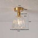 GobekUsa Amber Ice Crack Glass Wood Ceiling Light - Nordic Modern LED Fixture