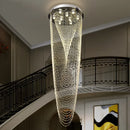 GobekUsa Crystal Tassel Stair Chandelier for Luxury Indoor Lighting in Living Room or Lobby