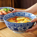 GobekUsa Blue and White Retro Ceramic Soup Noodle Bowl
