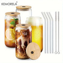 GobekUsa 17oz Glass Tumbler Cups with Glass Straw - Set of 1/2/4