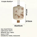 GobekUsa Bamboo Leaf Pattern Lantern Pendent Lamp - Hand-painted Japanese Style Room Decor