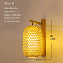 GobekUsa Bamboo Wall Lights: Retro Hand-woven Luminaire for Bedroom, Corridor, Hotel, Restaurant Decor