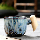 GobekUsa Ceramic Latte Mug with Wooden Handle for Coffee and Tea Menstruum
