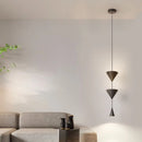 GobekUsa Cone Long LED Pendant Chandelier for Modern Bedroom, White/Black Variant