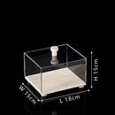 Acrylic Display Case on Travertine Base by GobekUsa for Collectibles, Figurines, Desserts