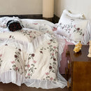 GobekUsa Lace Ruffles Princess Cotton Bedding Set, Floral Quilt Cover, Girls Wedding Home Textiles