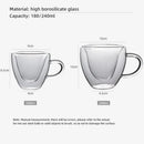 GobekUsa Heart Love Double Wall Glass Mug with Handle for Coffee Tea Milk Juice