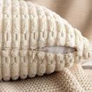GobekUsa Corduroy Striped Throw Pillow Covers | Soft White Decorative Square Cushion Case