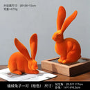 GobekUsa Abstract Rabbit Figurines: Flocking Bunny Resin Art Decor Ornaments
