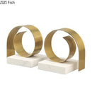 GobekUsa Golden Spiral Bookend Set with Marble Base for Stylish Desk & Library Decor