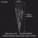 GobekUsa Crystal Chrome LED Chandelier: Elegant Duplex Stair Lighting for Modern Interiors