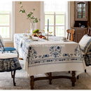 GobekUsa Blue Onion Print Tablecloth Overlay: Luxe French Pastoral Banquet Dining Decoration