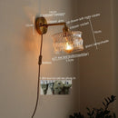 GobekUsa LED Glass Copper Wall Sconce Pull Chain Switch Lamp for Bedroom Living Room