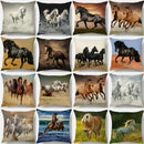 GobekUsa Galloping Horse Pillowcase: Wild Horse Print Linen Cushion Cover for Home Decoration