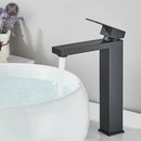 GobekUsa Black Brass Square Basin Faucet: Bathroom Washbasin Mixer Tap, Single Handle Tall Model.
