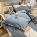 GobekUsa Cozy Plaid Duvet Cover | Simple Nordic Comforter Cover | Non-Fading Washed Cotton Bedding