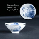 GobekUsa Blue & White Ceramic Kung Fu Tea Cup, Japanese Style Porcelain Sake Espresso Mug