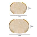 GobekUsa Beige Brown Travertine Marble Tray with Metal Frame