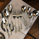 GobekUsa Baroque Silver Cutlery Set, Kitchen Flatware Knife Fork Spoon, 10 Pcs