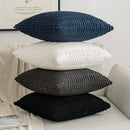 GobekUsa Black Striped Corduroy Throw Pillow Cover 18x18 Inch Square Cushion Case White Pillowcase