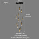 GobekUsa Crystal Chandelier for Stairwell and Living Room Dimming Lighting