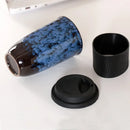 GobekUsa Ceramic Kiln Mug with Lid - Portable Couple Pottery Coffee Tea Cup
