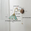 GobekUsa LED Wall Lights Up Down Rotate Pull Chain Switch Bedside Lamp Glass Canopy Fixtures