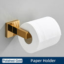 GobekUsa Black Stainless Steel Bathroom Accessories Set: Towel Bar, Paper Holder, Hook & Bath Rack