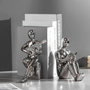 GobekUsa Abstract Nordic Style Ceramic Character Bookends Set for Office Bookcase Decor