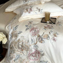 GobekUsa 5-Piece Chinese Flowers Bird Embroidery Bedding Set, 1000TC Egyptian Cotton, Queen King