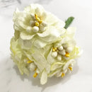 GobekUsa Ivory Flower Cherry Stamen Berries Bundle for DIY Christmas Wedding Decor