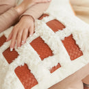 GobekUsa Abstract Plush Burnt Orange Embroidered Pillow Cover 45x45cm Ivory Decoration
