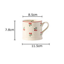 GobekUsa Cherry Pattern Porcelain Coffee Mug - Lovely Tableware Cup for Afternoon Tea
