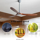 GobekUsa 70" Wood DC Ceiling Fan w/ Remote Control - Industrial Style Large Size Fan
