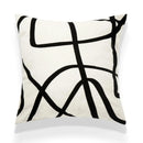 GobekUsa Lambswool Face Embroidered Cushion Cover 45x45 - Beige White Abstract Art Pillowcase