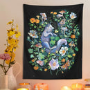 GobekUsa Botanical Floral Garden Tapestry Wall Hanging Fox Wildflower Hippie Psychedelic Home Decor