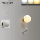 GobekUsa Astronaut Moon Wall Lamp: Modern Minimalist Kids Bedroom Background Light
