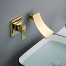 GobekUsa Gold Waterfall Wall Mount Faucet for Bathroom Basin Mixer Tap