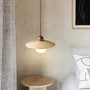 GobekUsa Cream Japanese Style Wood Pendant Chandelier for Bedroom and Dining Room