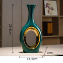 GobekUsa Gold Ceramic Vase with Artificial Flowers for Elegant Room Decor