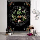 GobekUsa Botanical Sketch Tapestry Wall Hanging - Boho Aesthetic Room Decor