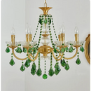 GobekUsa Green Crystal Chandelier for Living Room - Bohemian Style LED Pendant Lighting