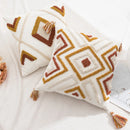 GobekUsa Boho Loop Tufted Tassel Pillow Cover - Ethnic Embroidered Decorative Cushion
