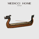 GobekUsa Dragon Boat Incense Holder: Retro Chic Hand Carved Censer for Trendsetting Home Decor